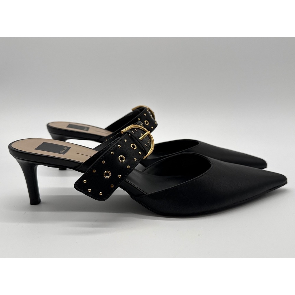 Dolce Vita Karlyn Mules Womens 13 Black Excellent Studded Buckle Pointed Toe - Picture 5 of 8